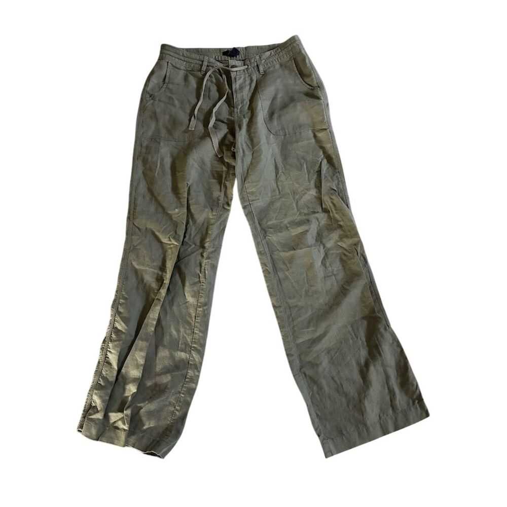 Gap Women's Wide-Leg Pants Size 4 Olive Green Casual High Rise cotton Flax